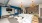 Modern clubhouse with blue accent wall