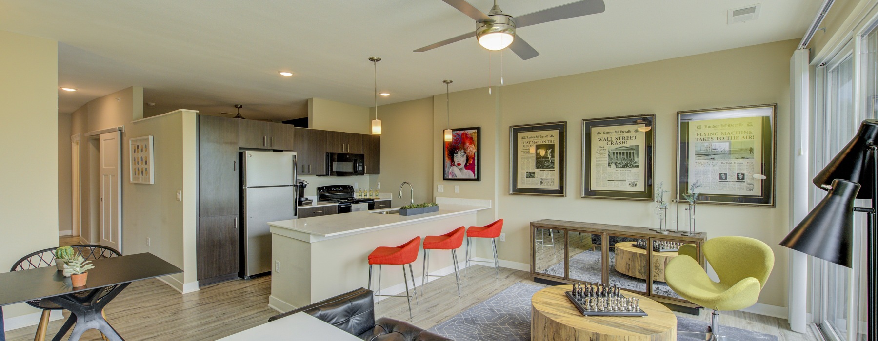Living room and kitchen